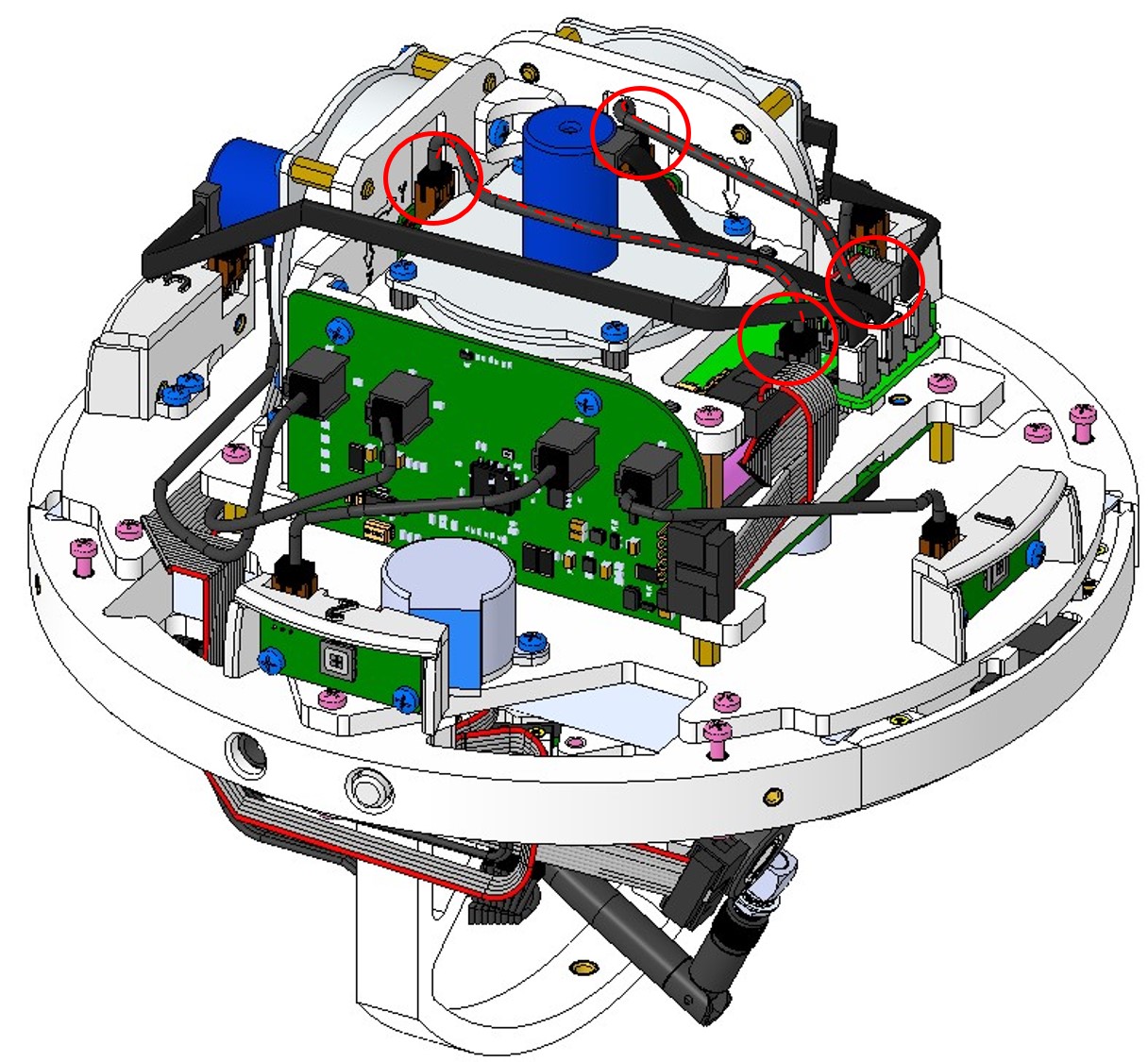 Подключение платы энкодера к плате двигателей-маховиков