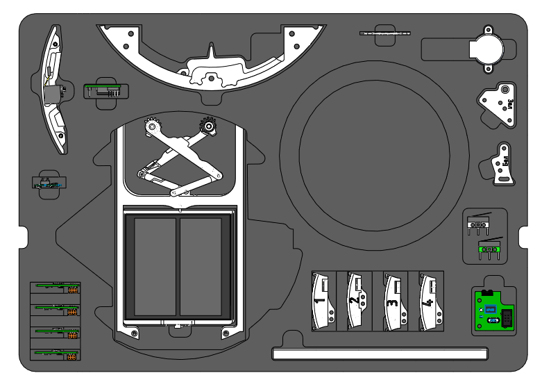 Компоненты, необходимые для сборки средней части конструктора