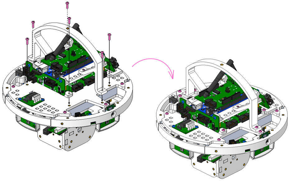 Крепление верхней и средней частей конструктора