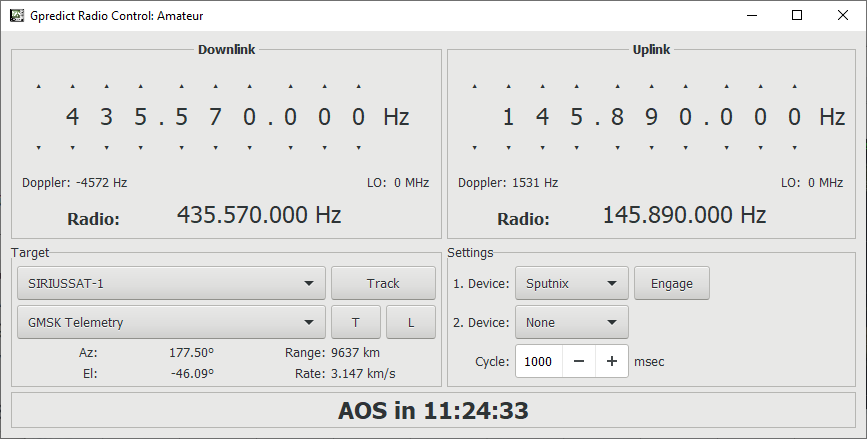 Окно управления радиостанцией