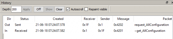 Получение сообщения о конфигурации