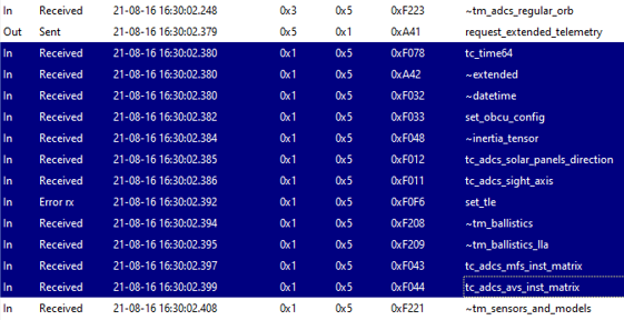 Ответы по запрошенной телеметрии
