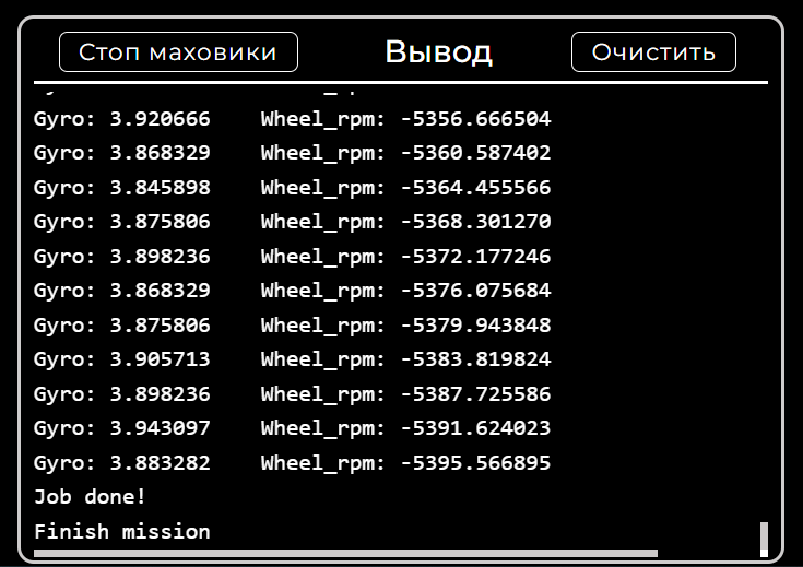 Пример данных, полученных в процессе стабилизации
