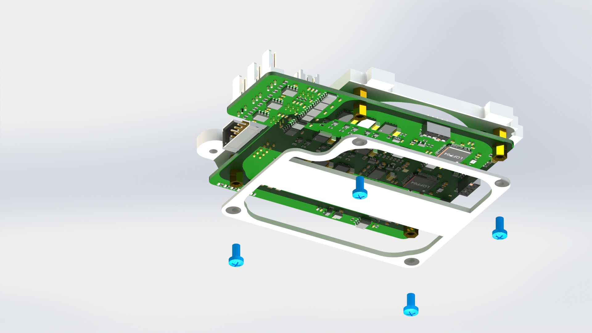 Соединение рамки корпуса с платой управляющего двигателя-маховика