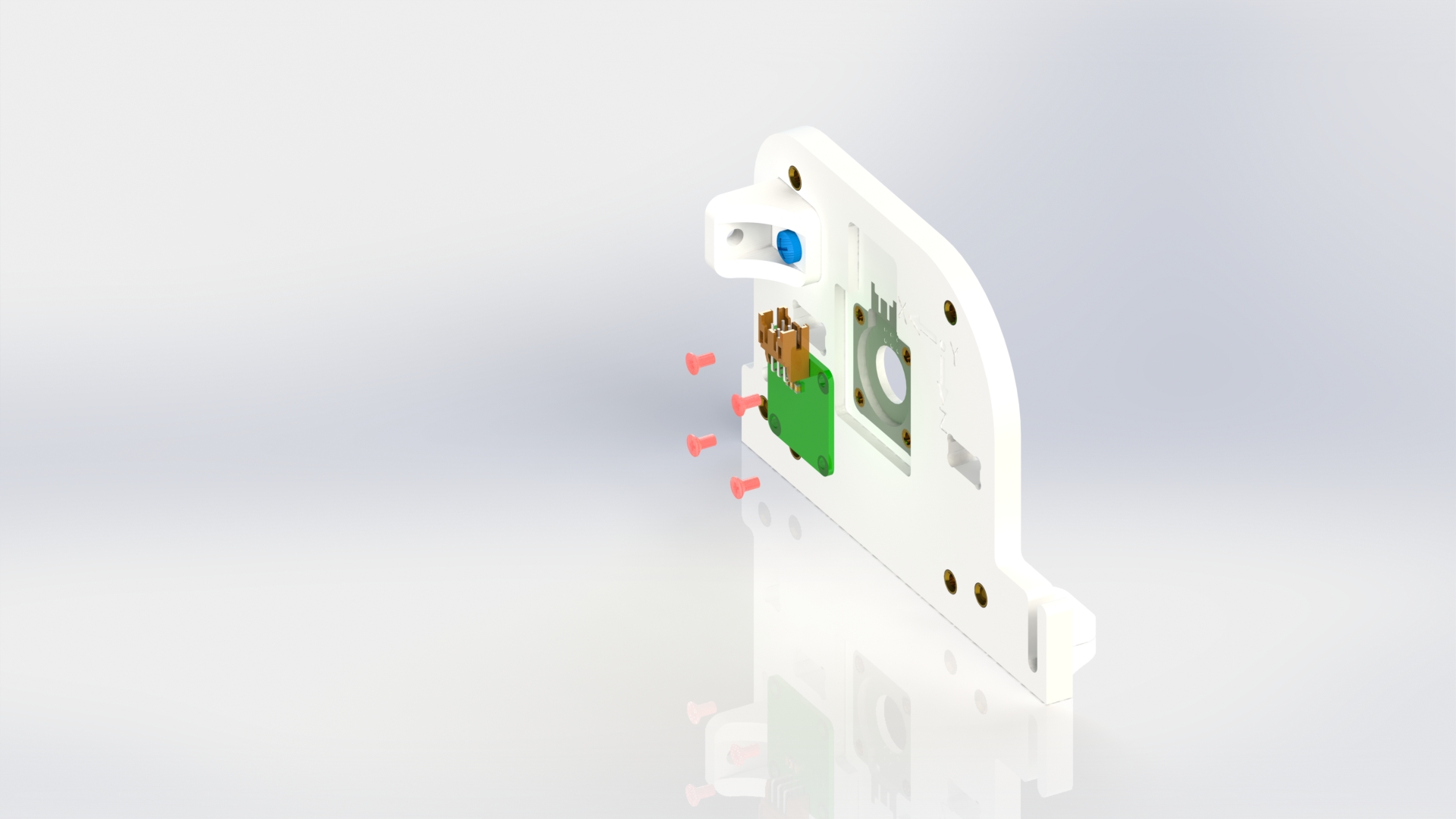 Соединение платы энкодера со стенкой корпуса маховика B