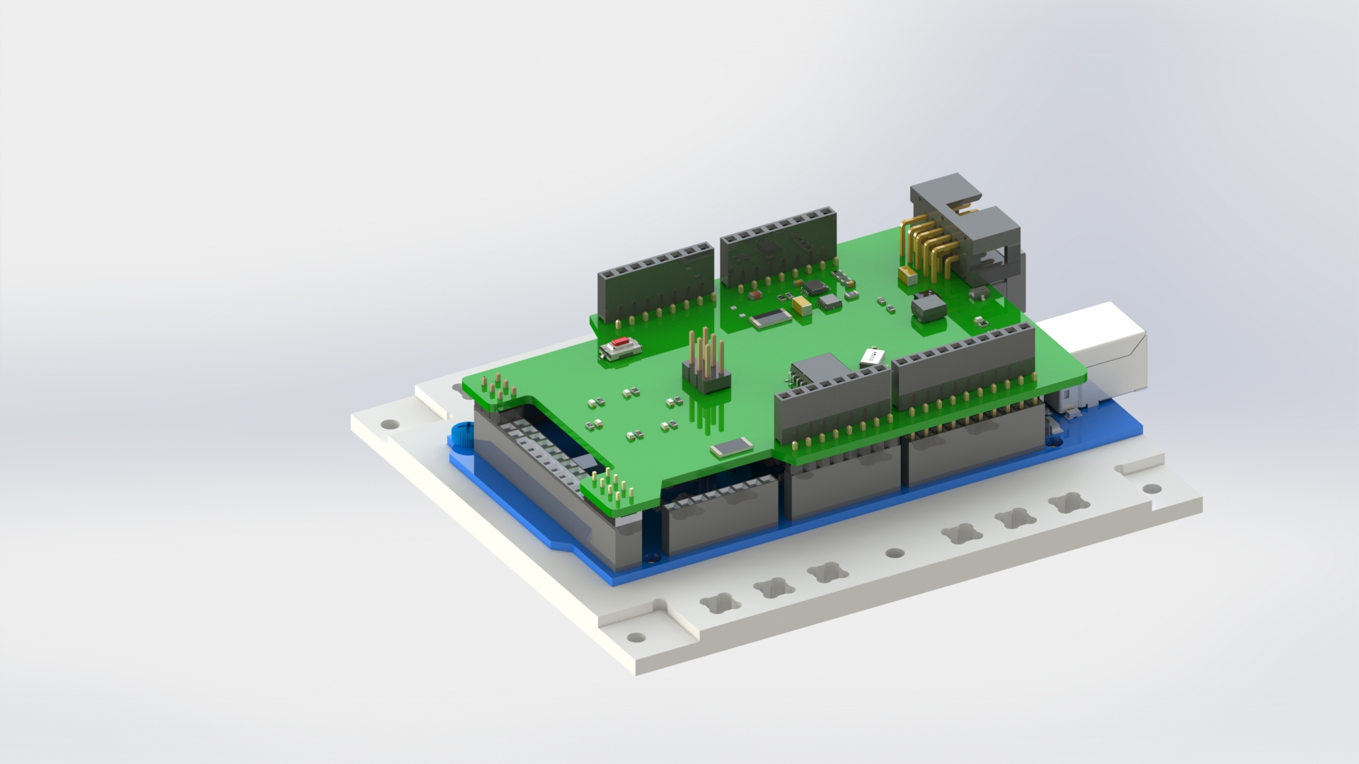 Соединение платы-шилд с платой полезной нагрузки Iskra Mega