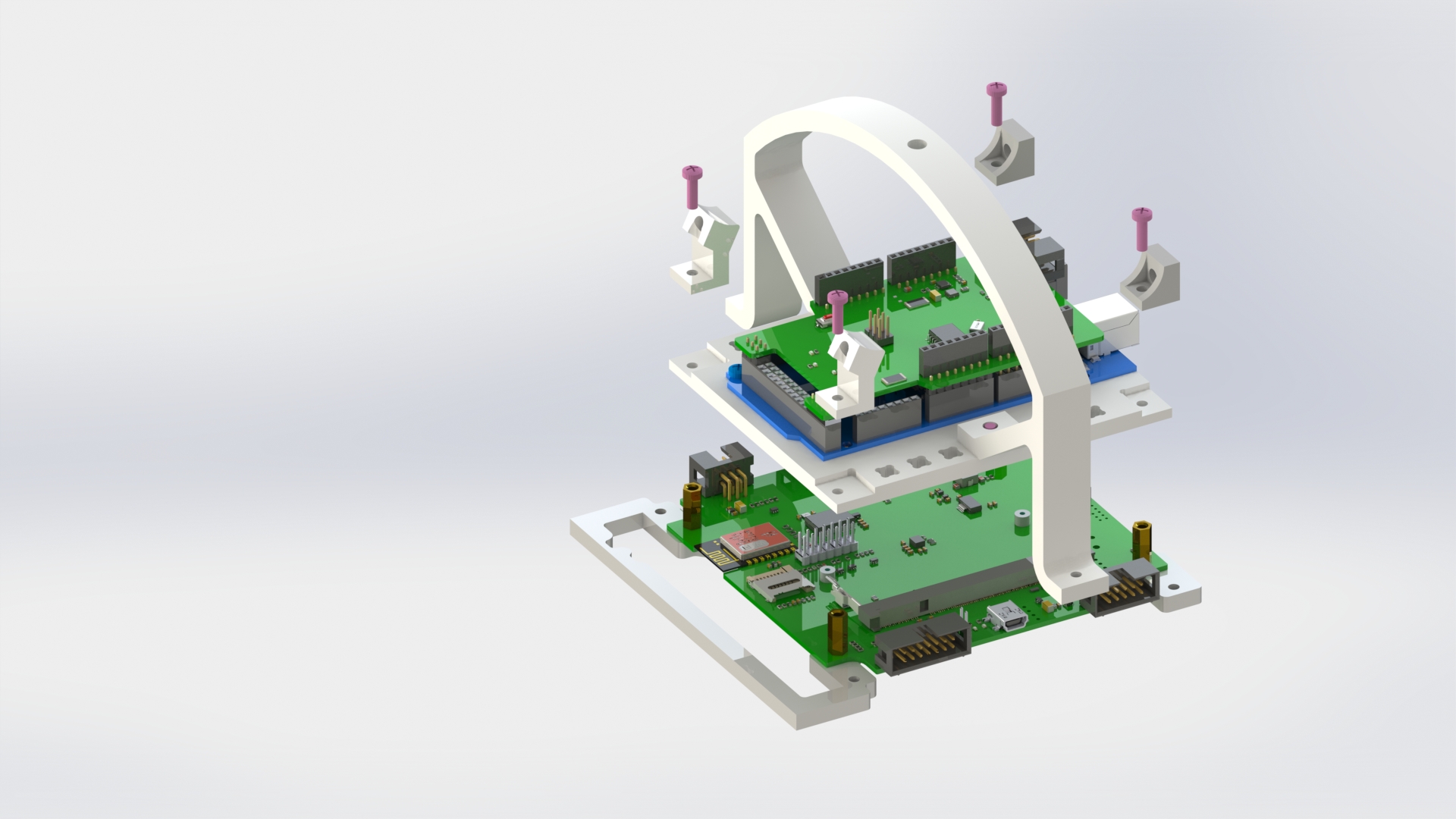 Крепление модуля полезной нагрузки к модулю бортовой вычислительной машины