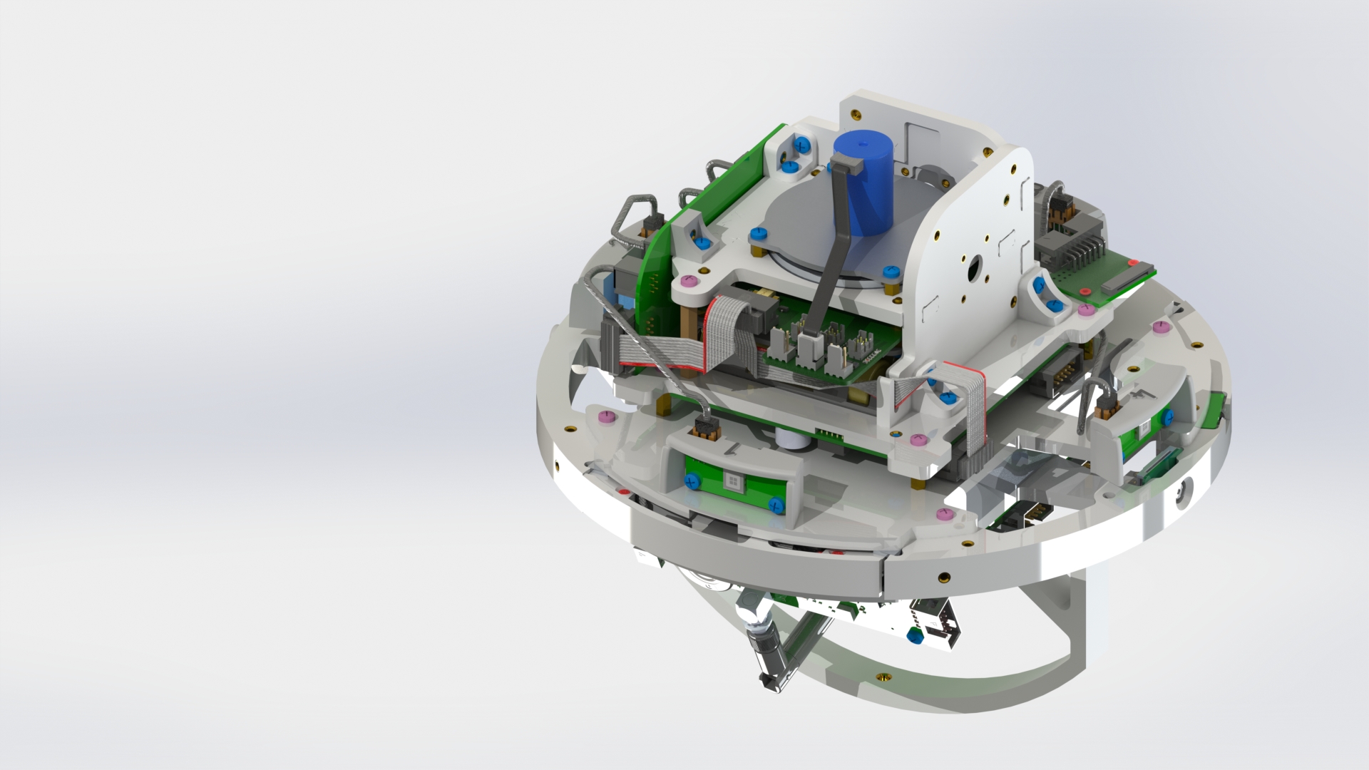 Подключение плат системы электропитания, управляющего двигателя-маховика и солнечных датчиков