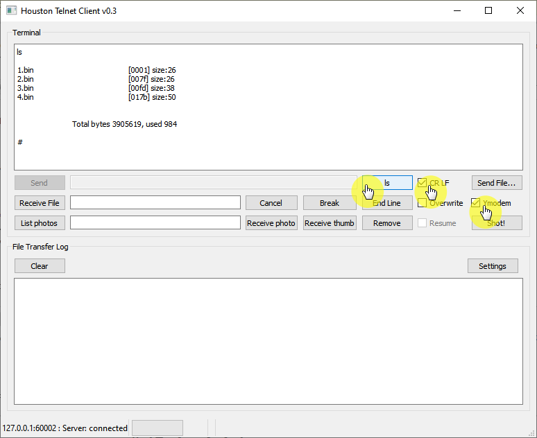 Checking the connection with VHF and the availability of downloaded files