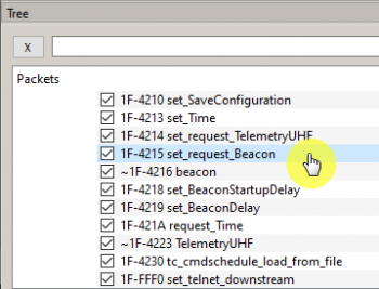 Selecting the command to receive the VHF beacon