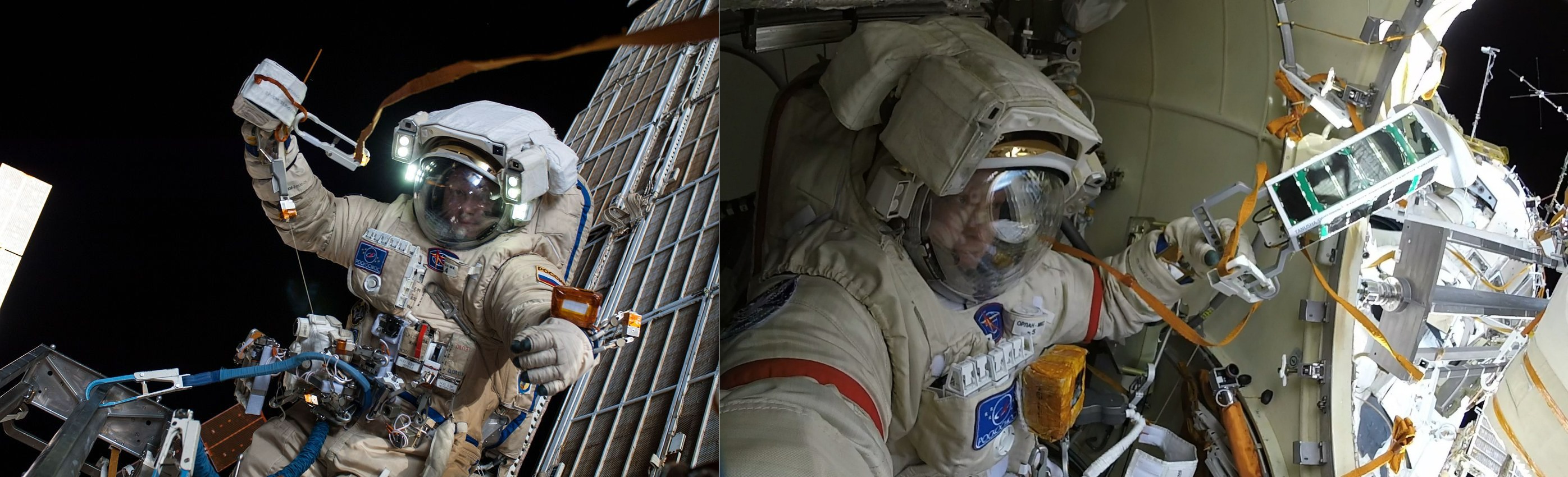 Launch of satellites by cosmonaut Oleg Artemyev