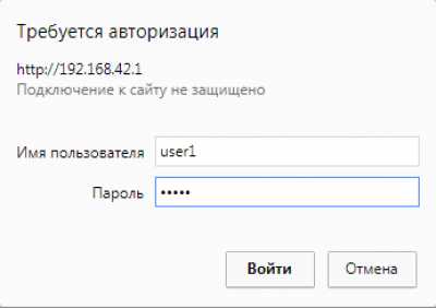 User and password entry window