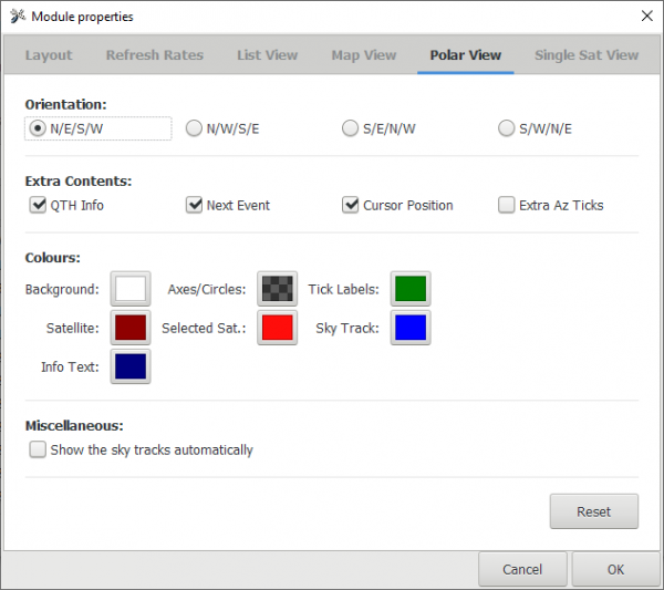 Radar and Color settings