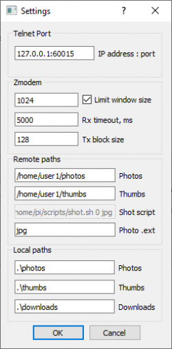 Houston Telnet Settings Window Client