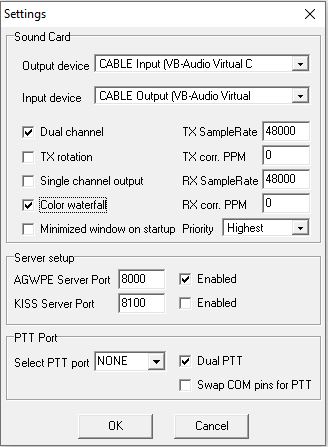 hs_soundmodem Program settings