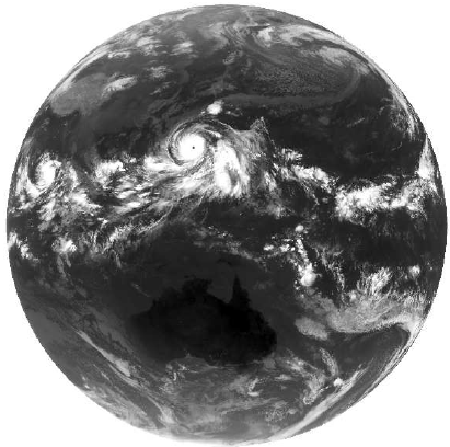 Example of clouds in the infrared range (with a wavelength of 10 microns)