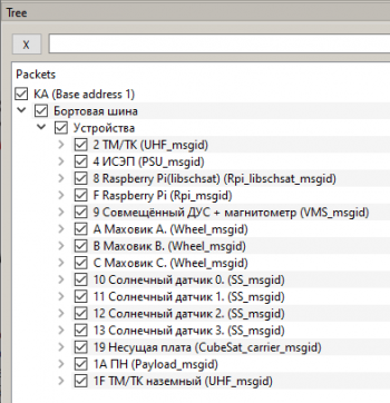 List of devices in the program