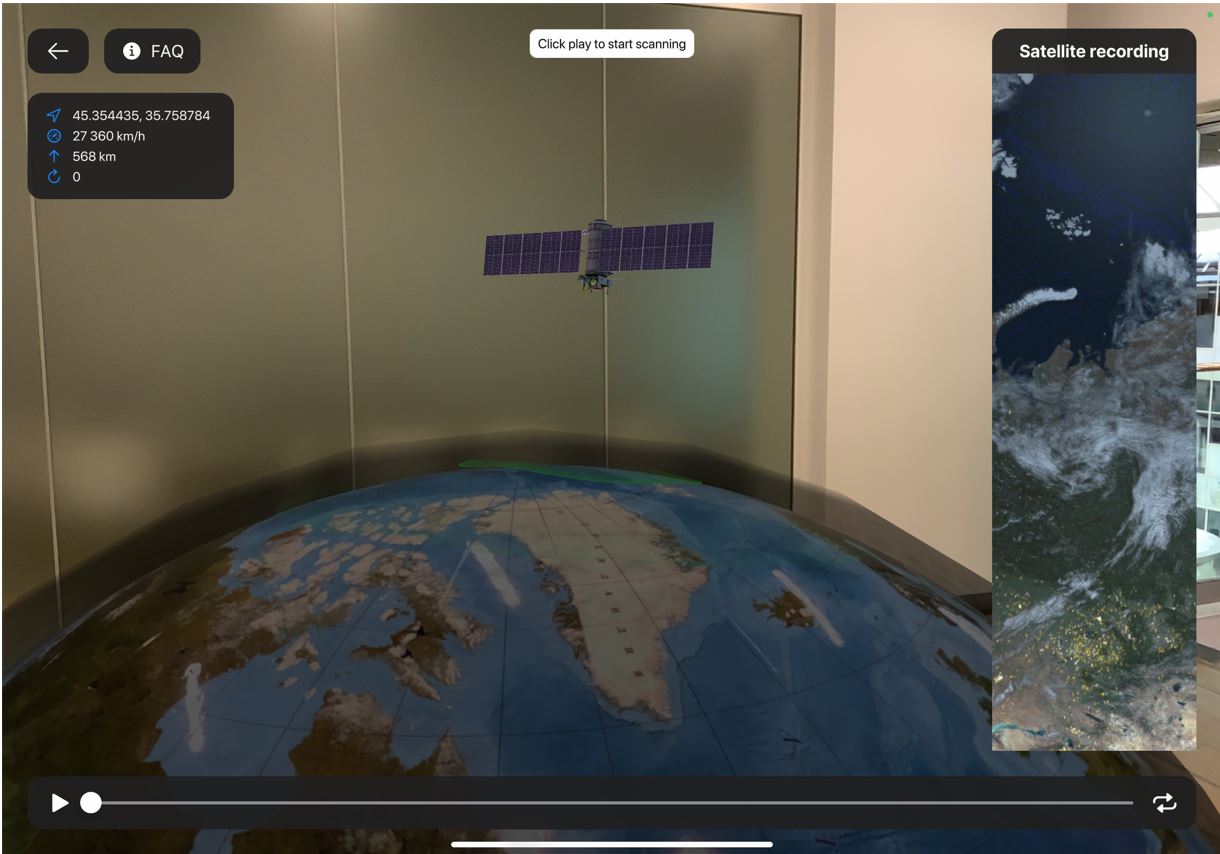 Model of ERS satellite in augmented reality