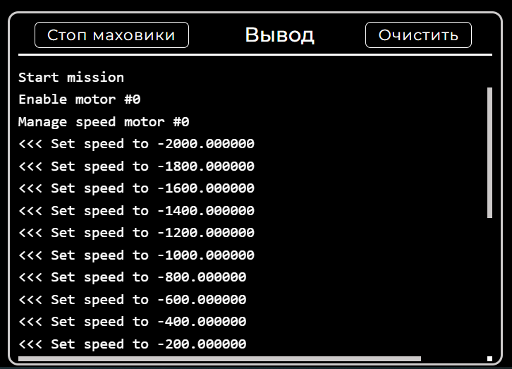 Example of the received data