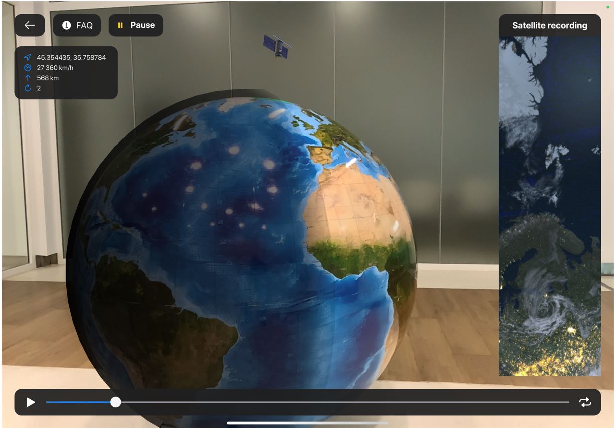 Scanning with the satellite on the polar orbit