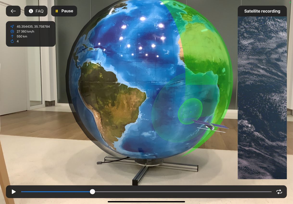 Scanning surface of Earth with ERS satellite