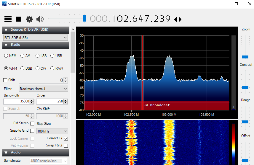Main window of the SDR program #