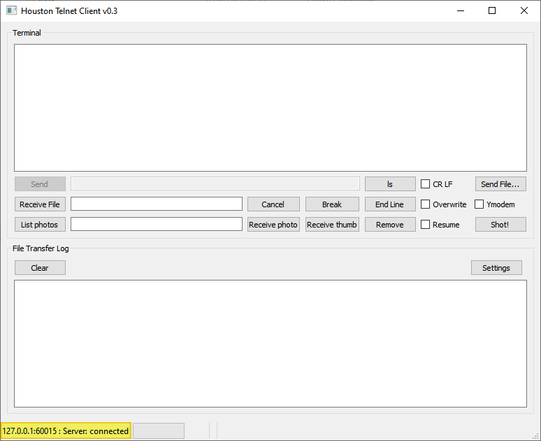 Status bar in Houston Telnet Client