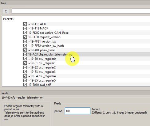 Telemetry acquisition setup command
