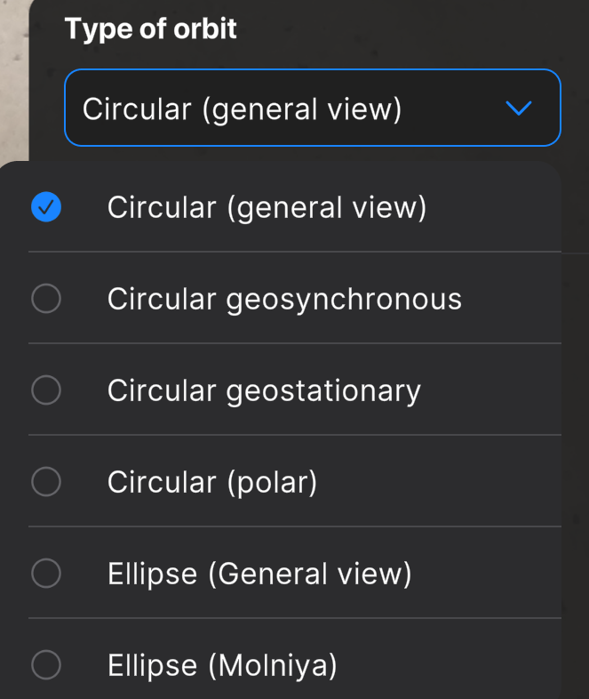 Types of orbit in augmented reality