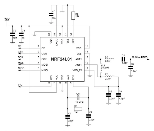 Electrical diagram of the NRF module